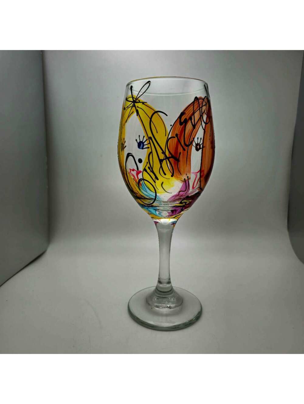 Hand Painted Girlfriend Wine Glass 12 Oz.